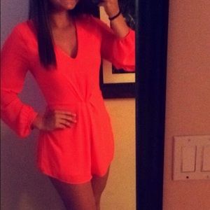 Coral / Neon Coral Romper